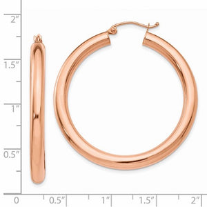 14K Rose Gold 40mm x 4mm Classic Round Hoop Earrings