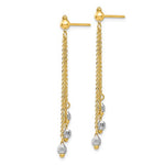 Lade das Bild in den Galerie-Viewer, 14k Yellow White Gold Two Tone Multi Chain Faceted Bead Ball Dangle Earrings
