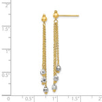 Lade das Bild in den Galerie-Viewer, 14k Yellow White Gold Two Tone Multi Chain Faceted Bead Ball Dangle Earrings
