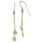 Lade das Bild in den Galerie-Viewer, 14k Yellow White Gold Two Tone Love Knot Dangle Earrings
