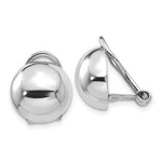 Load image into Gallery viewer, 14k White Gold Non Pierced Clip On Half Ball Omega Back Earrings 12mm
