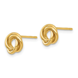 14k Yellow Gold 7mm Classic Love Knot Stud Post Earrings