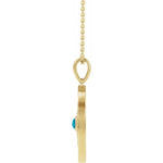 이미지를 갤러리 뷰어에 로드 , Platinum 14k Yellow Rose White Gold Diamond Eye Turquoise Round Medallion Pendant Charm Necklace Set
