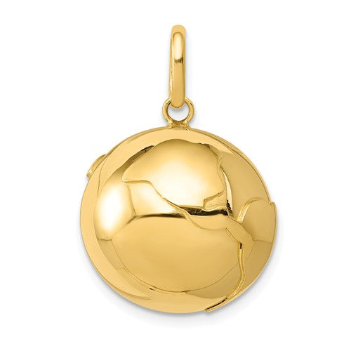 14k yellow gold globe world travel 3d pendant charm