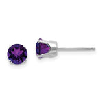 Charger l&#39;image dans la galerie, 14k White Gold 5mm Round Amethyst Stud Earrings February Birthstone
