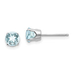 Afbeelding in Gallery-weergave laden, 14k White Gold 5mm Round Aquamarine Stud Earrings March Birthstone

