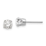 Load image into Gallery viewer, 14k White Gold 5mm Round White Topaz Stud Earrings April Birthstone
