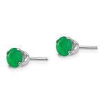 Load image into Gallery viewer, 14k White Gold 5mm Round Emerald Stud Earrings May Birthstone
