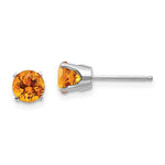 Load image into Gallery viewer, 14k White Gold 5mm Round Citrine Stud Earrings November Birthstone
