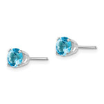 Load image into Gallery viewer, 14k White Gold 5mm Round Blue Topaz Stud Earrings December Birthstone
