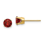 Load image into Gallery viewer, 14k Yellow Gold 5mm Round Garnet Stud Earrings January Birthstone
