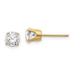 Charger l&#39;image dans la galerie, 14k Yellow Gold 5mm Round White Topaz Stud Earrings April Birthstone
