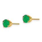將圖片載入圖庫檢視器 14k Yellow Gold 5mm Round Emerald Stud Earrings May Birthstone
