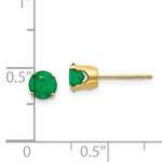 Charger l&#39;image dans la galerie, 14k Yellow Gold 5mm Round Emerald Stud Earrings May Birthstone
