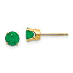 Kép betöltése a galériamegjelenítőbe: 14k Yellow Gold 5mm Round Emerald Stud Earrings May Birthstone
