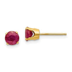 Charger l&#39;image dans la galerie, 14k Yellow Gold 5mm Round Ruby Stud Earrings July Birthstone
