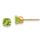 Load image into Gallery viewer, 14k Yellow Gold 5mm Round Peridot Stud Earrings August Birthstone
