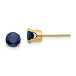 Load image into Gallery viewer, 14k Yellow Gold 5mm Round Sapphire Stud Earrings September Birthstone
