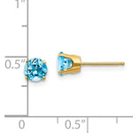 Load image into Gallery viewer, 14k Yellow Gold 5mm Round Blue Topaz Stud Earrings December Birthstone
