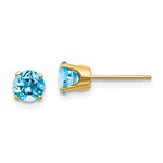 Load image into Gallery viewer, 14k Yellow Gold 5mm Round Blue Topaz Stud Earrings December Birthstone

