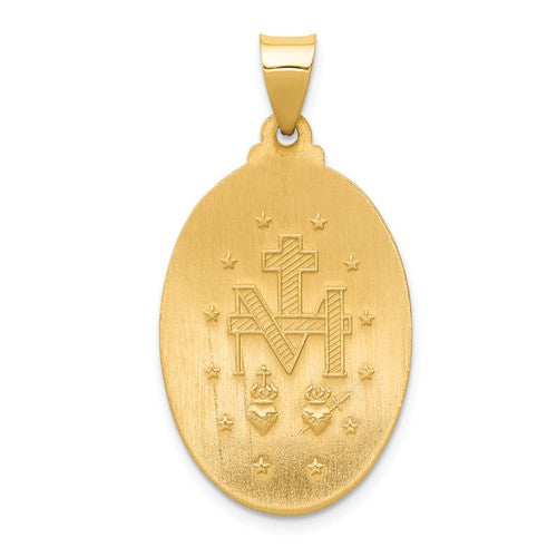 14k Yellow Gold Blessed Virgin Mary Miraculous Hollow Pendant Charm