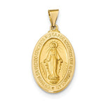 Kép betöltése a galériamegjelenítőbe: 14k Yellow Gold Blessed Virgin Mary Miraculous Medal Oval Spanish Version Pendant Charm
