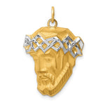Lataa kuva Galleria-katseluun, 14k Yellow Gold Rhodium Jesus Christ Face Head Pendant Charm
