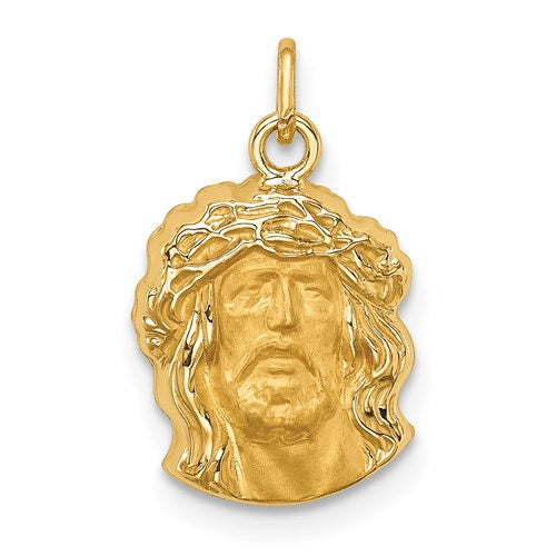 14k Yellow Gold Jesus Christ Face Head Small Pendant Charm