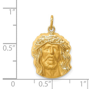 14k Yellow Gold Jesus Christ Face Head Pendant Charm