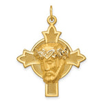 Carregar imagem no visualizador da galeria, 14k Yellow Gold Jesus Christ Face Head  Cross Pendant Charm
