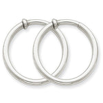 Lataa kuva Galleria-katseluun, 14k White Gold 24mm x 2.5mm Non Pierced Round Hoop Earrings
