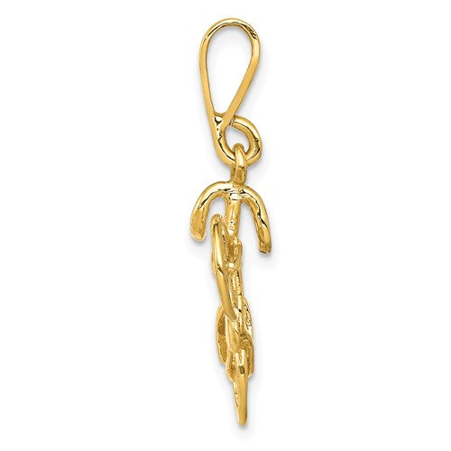 14k Yellow Gold Bicycle 3D Pendant Charm