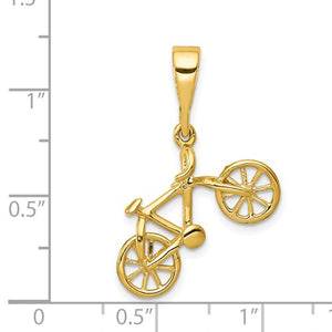 14k Yellow Gold Bicycle 3D Pendant Charm