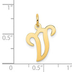 Carregar imagem no visualizador da galeria, 14K Yellow Gold Initial Letter V Cursive Script Alphabet Pendant Charm
