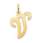 Afbeelding in Gallery-weergave laden, 14K Yellow Gold Initial Letter V Cursive Script Alphabet Pendant Charm
