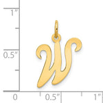 Load image into Gallery viewer, 14K Yellow Gold Initial Letter W Cursive Script Alphabet Pendant Charm
