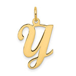 Load image into Gallery viewer, 14K Yellow Gold Initial Letter Y Cursive Script Alphabet Pendant Charm
