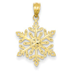 Załaduj obraz do przeglądarki galerii, 14k Yellow Gold Diamond Cut Snowflake Pendant Charm

