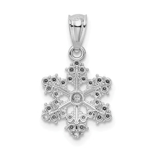 14k White Gold Diamond Cut Snowflake Small Pendant Charm