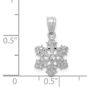 14k White Gold Diamond Cut Snowflake Small Pendant Charm
