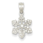 Charger l&#39;image dans la galerie, 14k White Gold Diamond Cut Snowflake Small Pendant Charm
