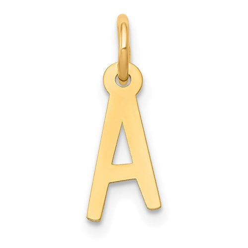 14K Yellow Gold Uppercase Initial Letter A Block Alphabet Small Pendant Charm