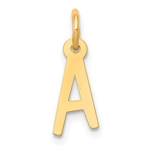 14K Yellow Gold Uppercase Initial Letter A Block Alphabet Small Pendant Charm