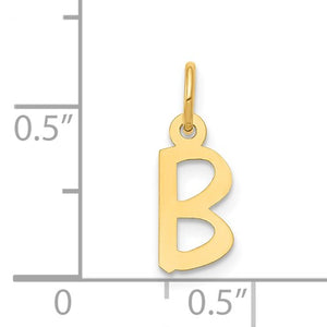 14K Yellow Gold Uppercase Initial Letter B Block Alphabet Small Pendant Charm